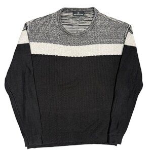 Philipp Plein Knit Sweater Textured Black/Grey Cotton Stretch Large